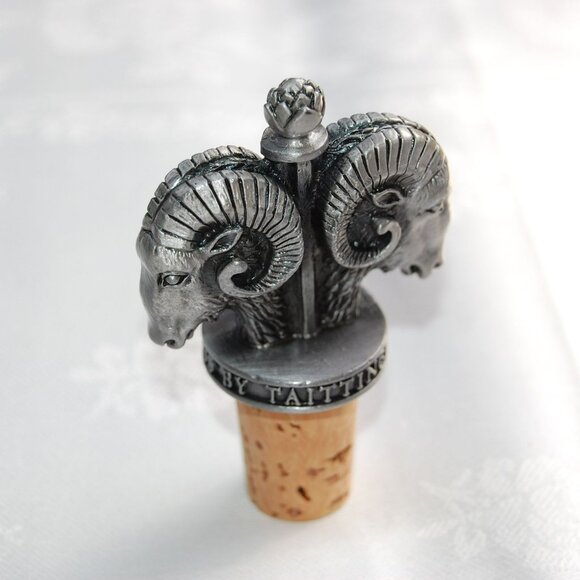 Domaine Carneros By Taittinger Pewter Ram's Head Wine Bottle Stopper With Cork - Picture 4 of 8
